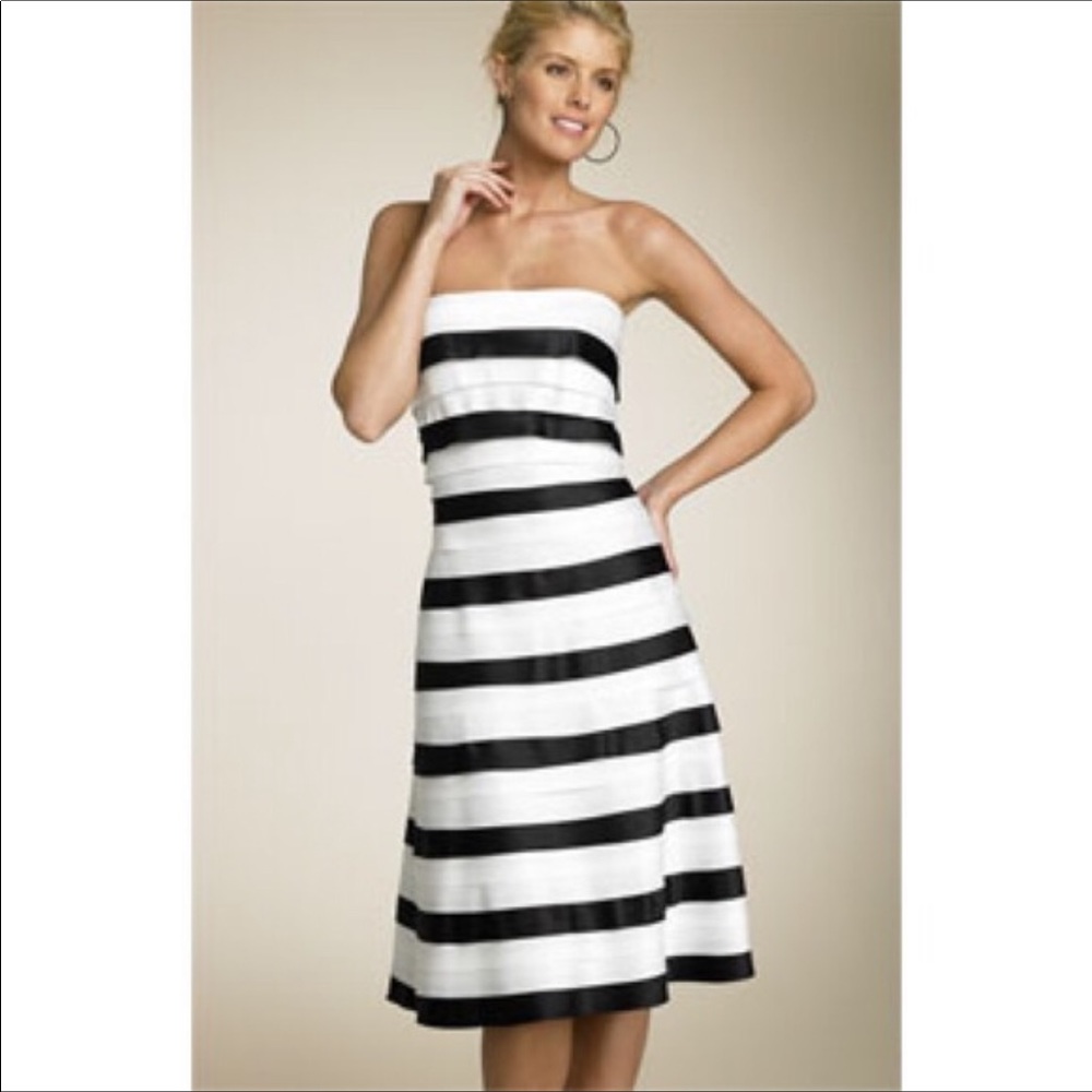 BCBG layered black & white strapless dress - Picture 8 of 8
